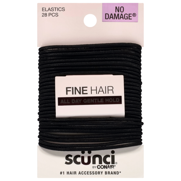 Scunci No Damage Gentle Hold Fine Hair Elastics Black