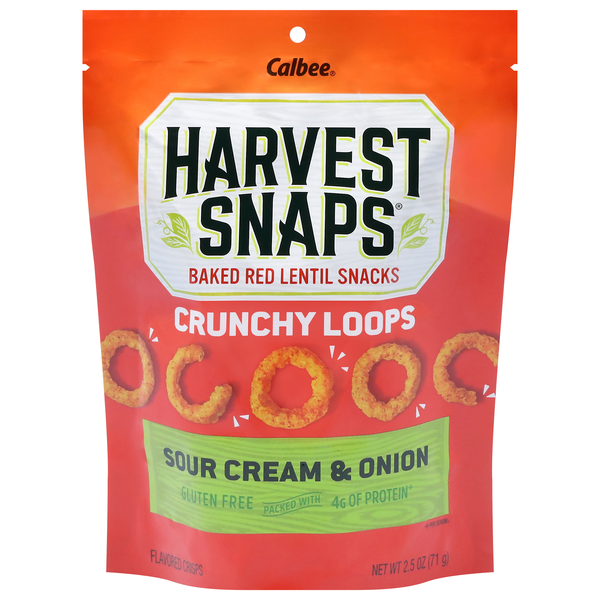 Harvest Snaps Gluten Free Sour Cream & Onion Loops Red Lentil Crisps