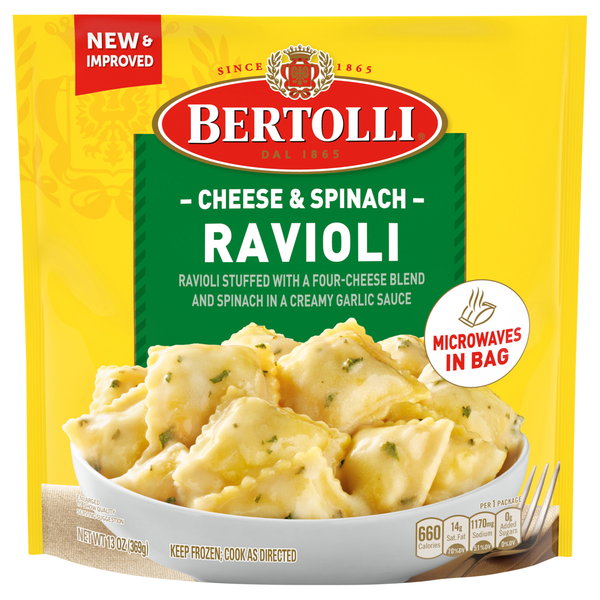 Bertolli Cheese & Spinach Ravioli In Creamy Garlic Sauce Frozen Meal