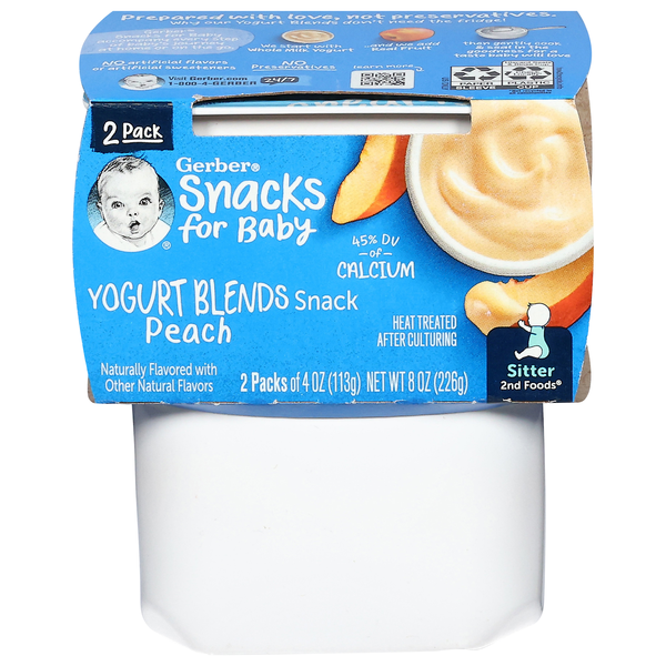 Gerber Snacks 2nd Baby Food Peach Yogurt Blends - 2 ct
