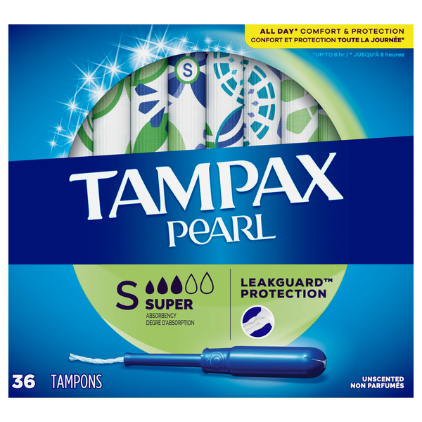 Tampax Pearl Unscented Super Tampons