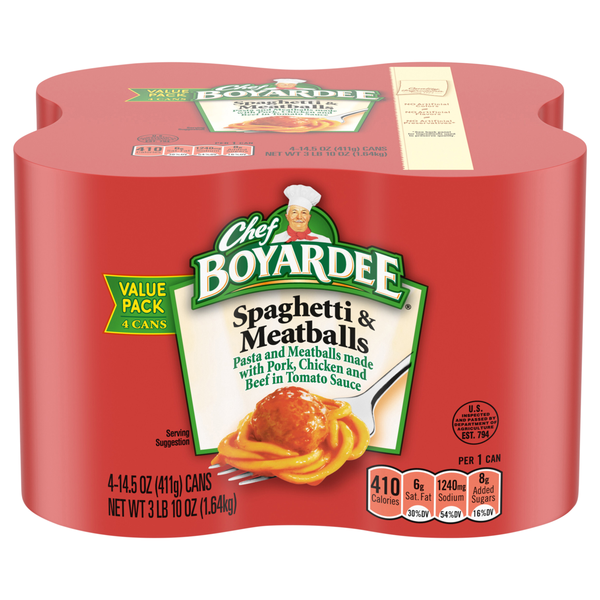 Chef Boyardee Spaghetti & Meatballs Value Pack - 4 ct