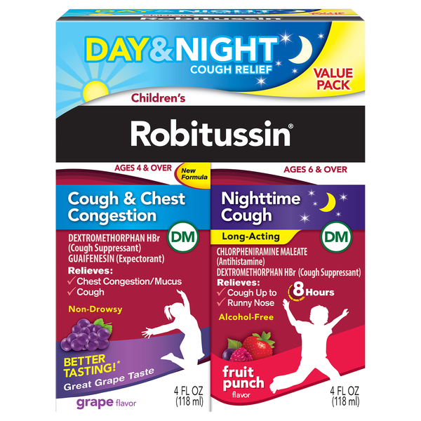 Robitussin Childrens Cough & Congestion DM Grape & Fruit Punch - 2 ct