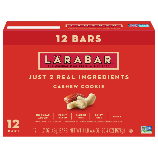 LARABAR Gluten Free Cashew Cookie Fruit & Nut Bar - 12 ct
