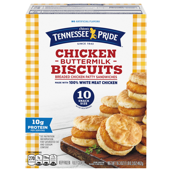 Odom's Tennessee Pride Snack Size Chicken Buttermilk Biscuits - 10 ct