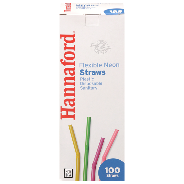 Hannaford Straws Flexible Neon