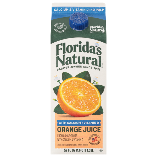 Florida's Natural Premium No Pulp Calcium & Vitamin D 100% Orange Juice