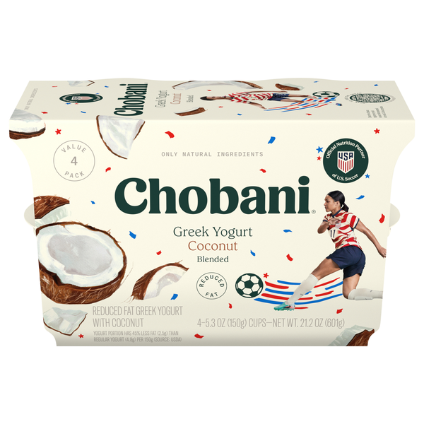 Chobani Low Fat Coconut Blended Greek Yogurt Cups - 4 ct