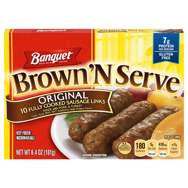 Banquet Brown 'N Serve Original Breakfast Sausage Links - 10 ct Frozen