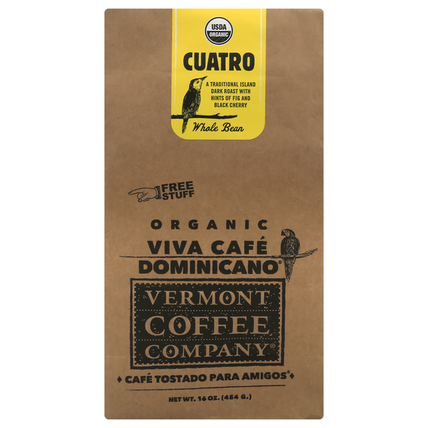 Vermont Coffee Company Organic Cuatro Dark Roast Whole Bean Coffee