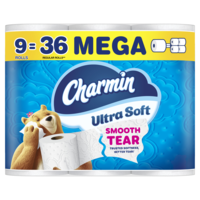 Charmin Ultra Soft Mega Roll 2-Ply Toilet Paper Unscented - 9 ct