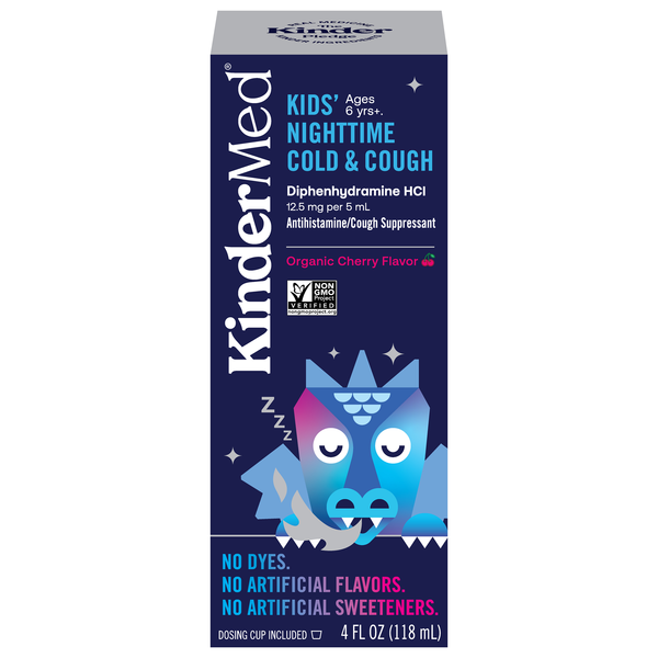 KinderMed Kids' Nighttime Cold & Cough Organic Cherry Flavor Liquid Ages 6+