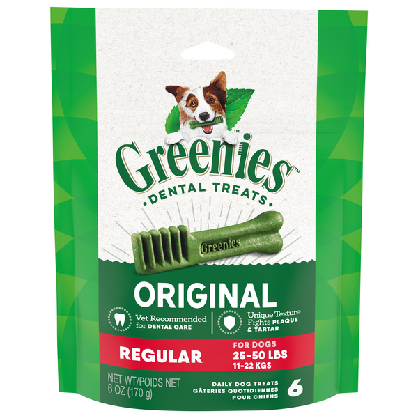 GREENIES Original Regular Adult Dental Dog Treats - 6 ct
