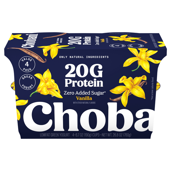 Chobani 20g Protein Lowfat Vanilla Greek Yogurt Cups - 4 ct