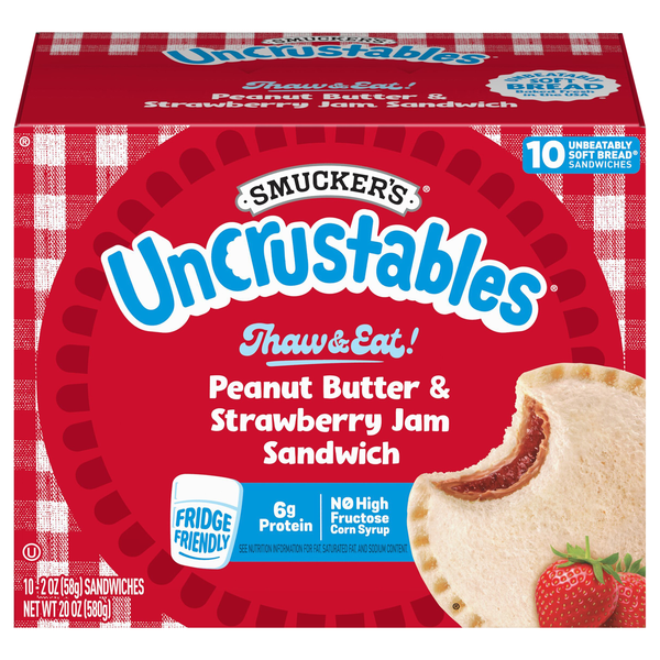 Smucker's Uncrustables Peanut Butter & Strawberry Jam Sandwich - 10 ct