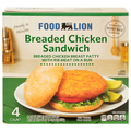 Food Lion Breaded Chicken Sandwich - 4 ct Frozen