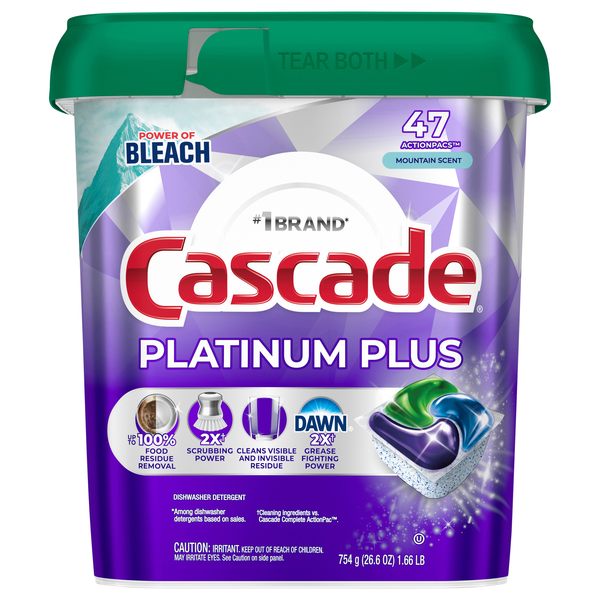Cascade Platinum Plus Dawn Mountain Scent Dishwasher Detergent Pacs- 47 ct