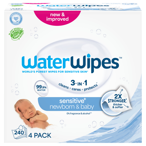 WaterWipes Sensitive+ 99.9% Water Based Newborn & Baby Wipes - 4 pk