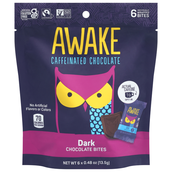 Awake Caffeinated Dark Chocolate Bites - 6 ct