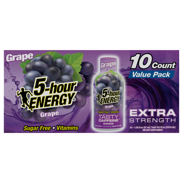 5-Hour Extra Strength Sugar Free Grape Energy Shot - 10 pk