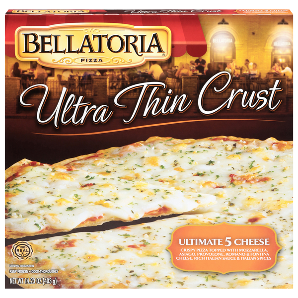 Bellatoria Ultra Thin Crust Ultimate 5 Cheese Pizza Frozen