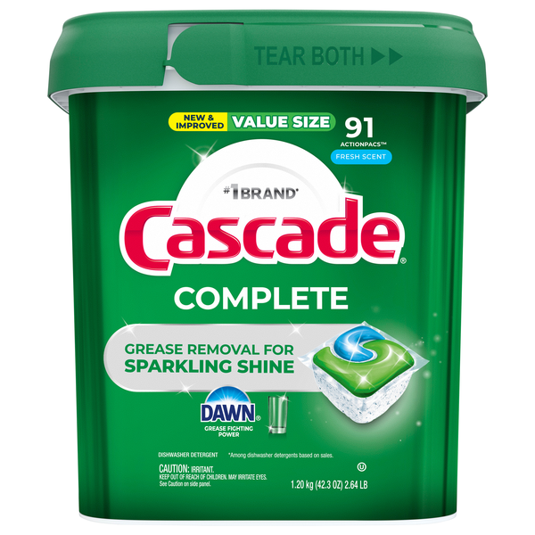 Cascade Complete Fresh Scent Dishwasher Detergent ActionPacs - 91 ct