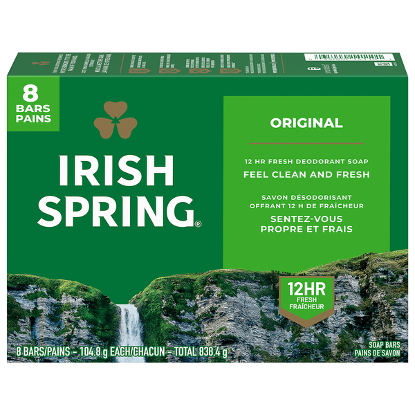 Irish Spring Original Clean Deodorant Soap Bar - 8 ct