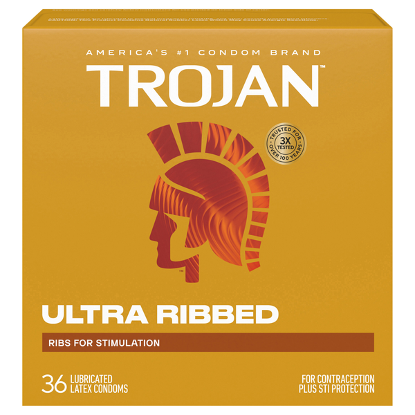 Trojan Ultra Ribbed Lubricated Latex Condoms Value Pack