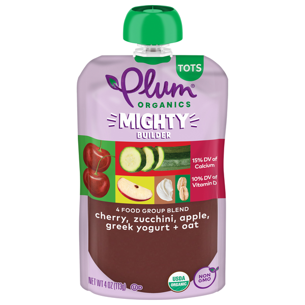 Plum Organics Tots Mighty Cherry Zucchini Apple Greek Yogurt + Oat