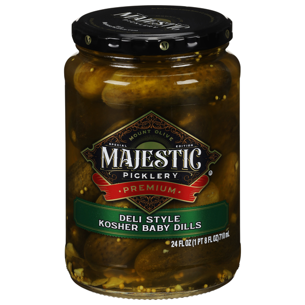 Mt. Olive Majestic Picklery Deli Style Kosher Baby Dill Pickles