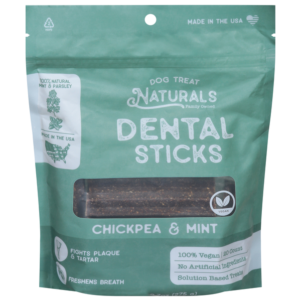 Dog Treat Naturals Chickpea & Mint Dental Dog Sticks - 20 ct