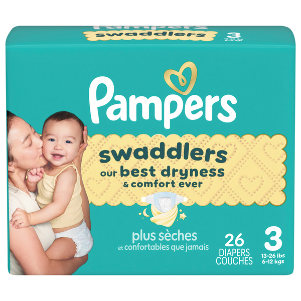 Pampers Swaddlers Size 3 Baby Diapers 16-28 lb
