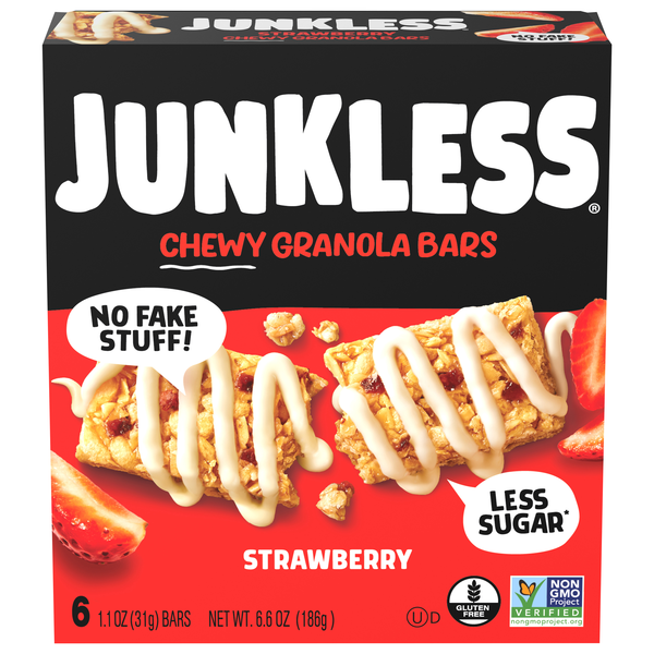 Junkless Gluten Free Chewy Strawberries Granola Bars - 6 ct