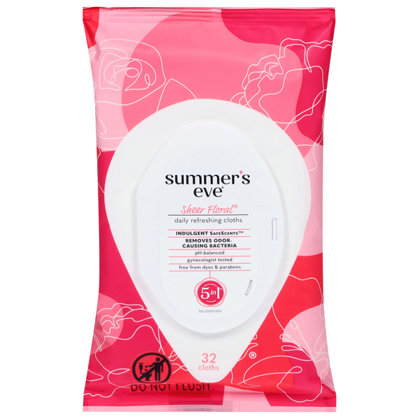 Summer's Eve Sheer Floral Scented 5-in-1 Cleansing Cloths