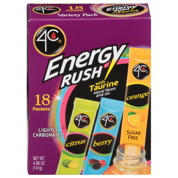 4C Sugar Free Energy Rush Drink Mix Variety Pack - 18 ct