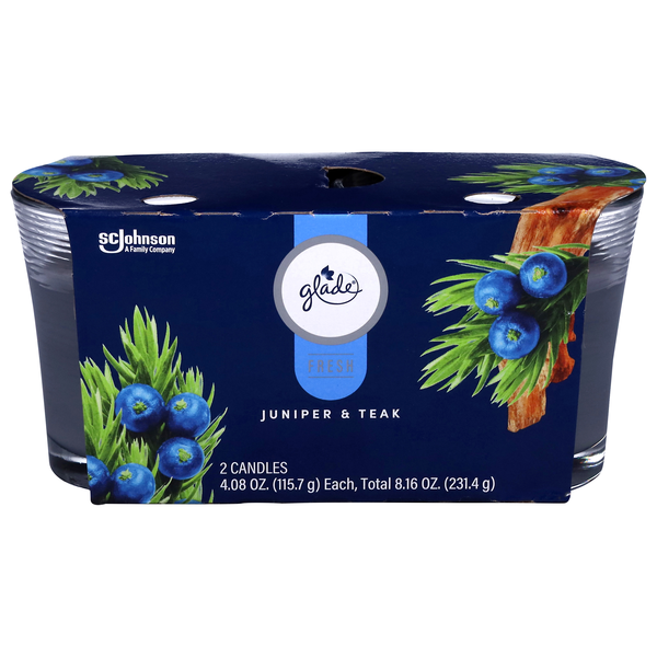 Glade Fresh Juniper & Teak Candles - 2 ct