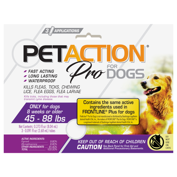 Pet Action Pro Flea & Tick Treatment for Dogs 45-88 lbs