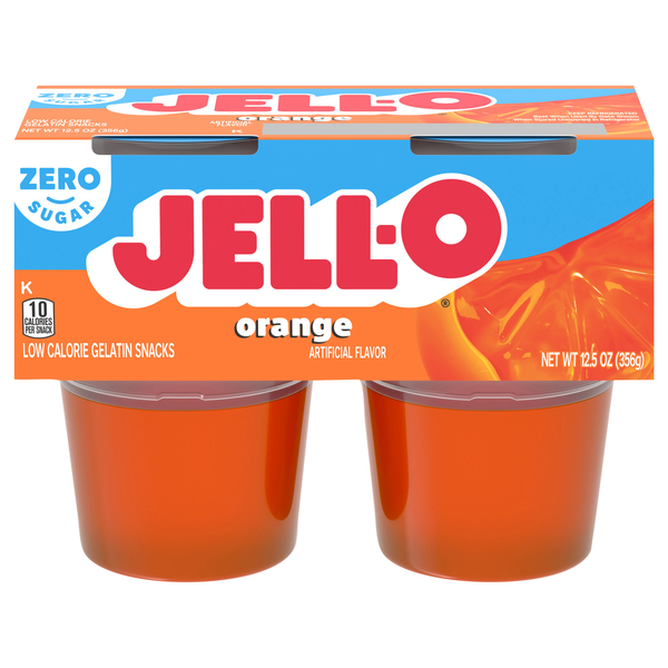 Jell-O Zero Sugar Orange Gelatin Snack Cups - 4 ct