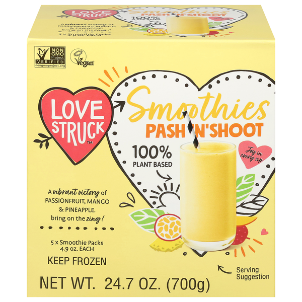 Love Struck Plant-Based Vegan Pash 'N' Shoot Smoothies - 5 ct Frozen
