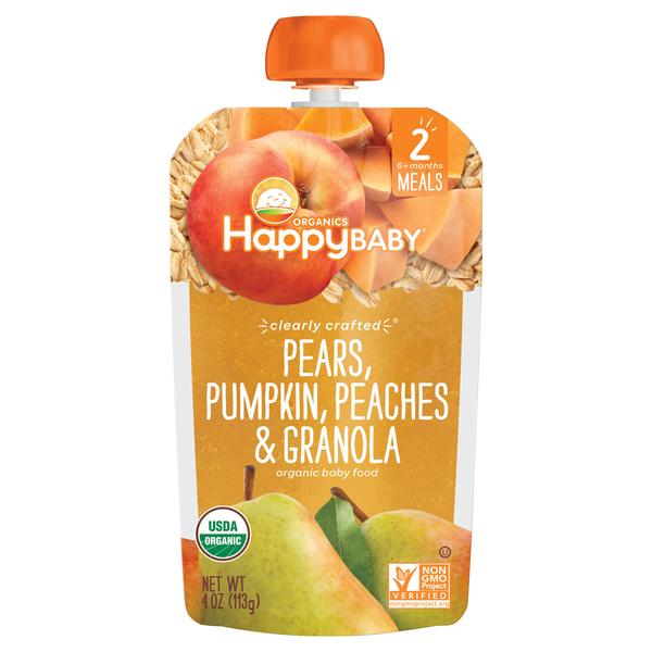 Happy Baby Organics 2 Baby Food Pears Pumpkin Peaches & Granola
