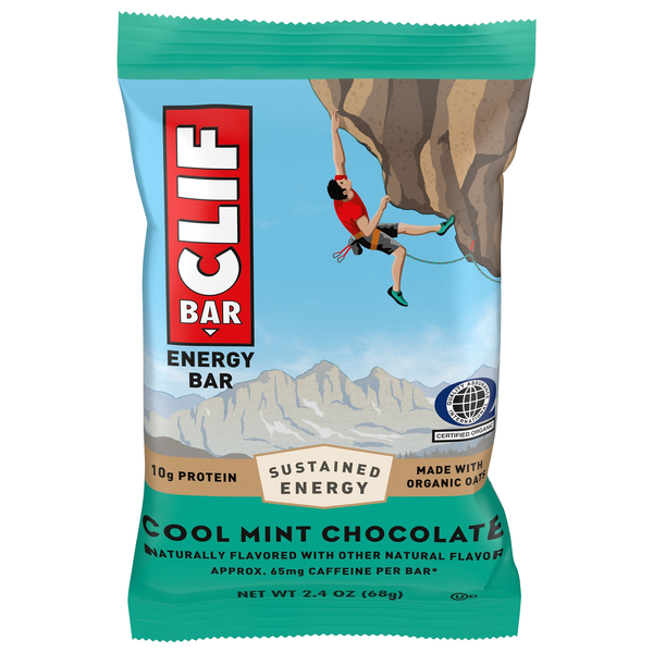 CLIF Organic Cool Mint Chocolate 10g Protein Energy Bar + Caffeine