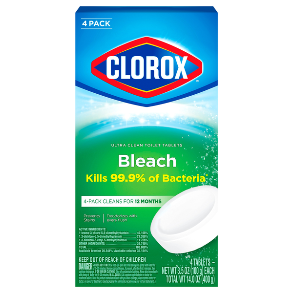 Clorox Bleach Ultra Clean Toilet Bowl Cleaner Tablets - 4 ct
