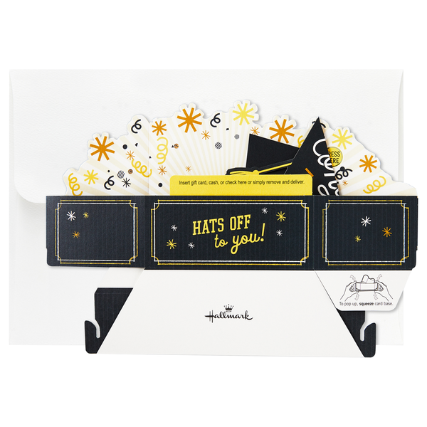 Hallmark Paper Wonder Musical Pop Up Graduation Card Hats Off to You!