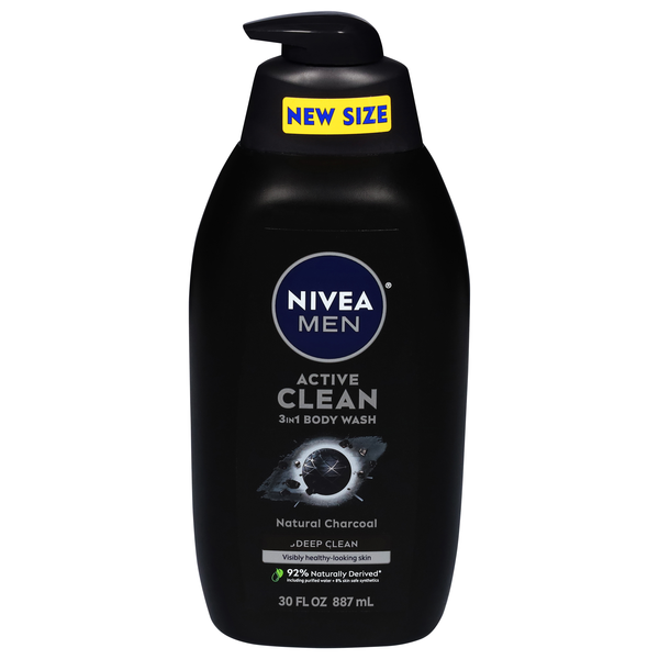 Nivea Men Active Clean Natural Charcoal 3-in-1 Body Wash