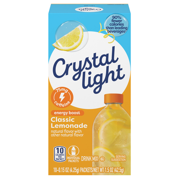 Crystal Light Energy Boost Classic Lemonade Drink Mix Packets - 10 ct