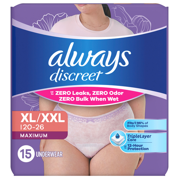 Always Discreet Women's Incontinence Underwear Maximum XL