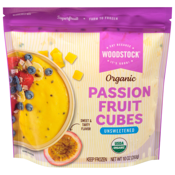 Woodstock Organic Unsweetened Passion Fruit Cubes Frozen