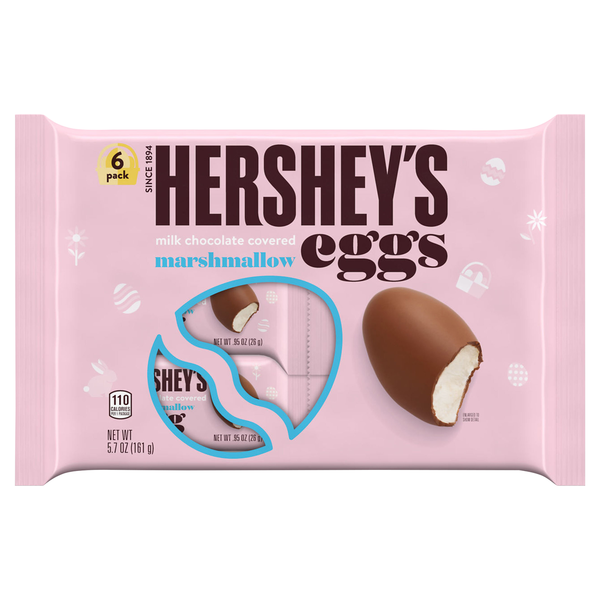Hershey's Milk Chocolate Covered Marshmallow Eggs Easter Candy - 6 ct