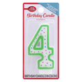 Betty Crocker Green with Dots Numeral Birthday Candle #4