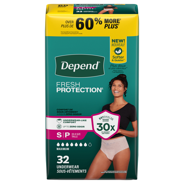 Depend Women's Fresh Protection Incontinence Underwear Maximum Blush S